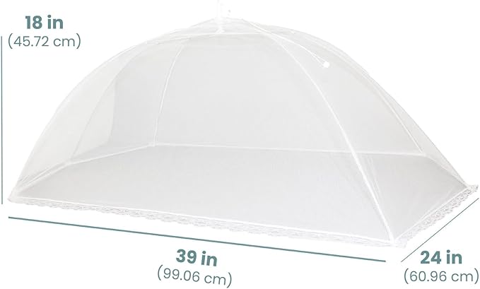 Simply Genius Pop-Up Mesh Food Covers for Outdoors - 6 Pack Extra Large 39" x 24", White, Collapsible & Reusable - Buffet Food Covers & Bug-Net Tent for Picnic, Party & Camping - Image 4