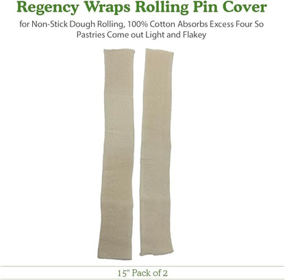 Regency Wraps Rolling Pin Cover for Non-Stick Dough Rolling, 100% Cotton Absorbs Excess Flour So Pastries Come out Light and Flakey, 15" Pack of 2 - Image 6