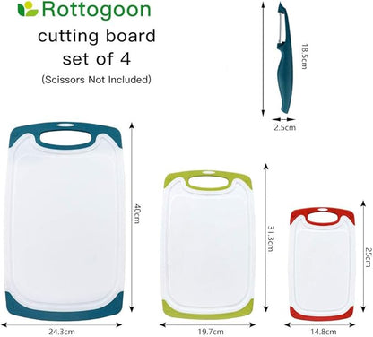 Cutting Boards for Kitchen, Plastic Chopping Board Set of 4 with Non-Slip Feet and Deep Drip Juice Groove, Easy Grip Handle, Dishwasher Safe - Image 2