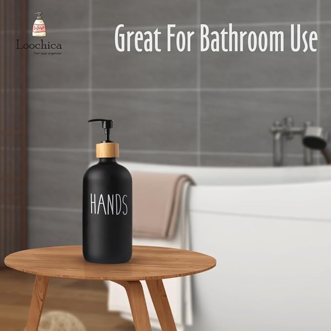 LOOCHICA Black Glass Kitchen Soap Dispenser, Detergent Dispenser or Hands Soap Dispenser for Kitchen Sink, Black Soap Dispenser, Modern Farmhouse Decor Dish Soap Pump for Kitchen Organization - Image 8