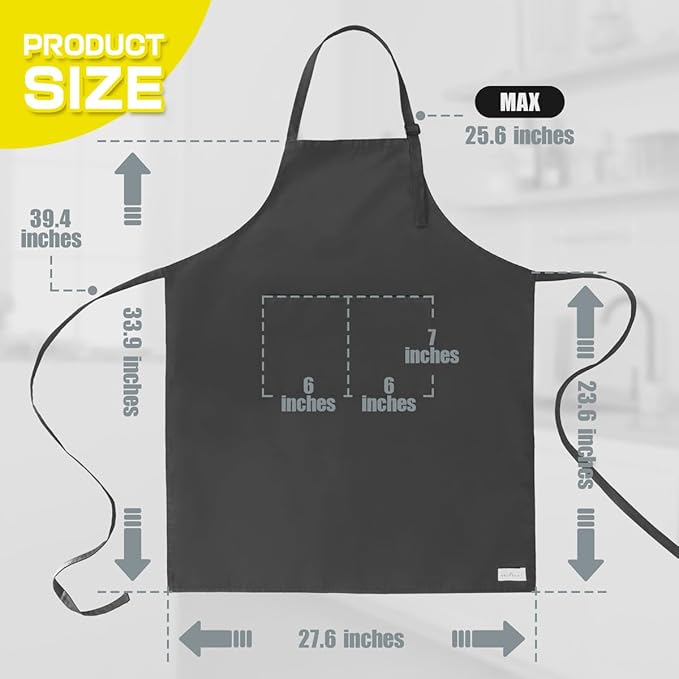 ROTANET Extra Large Apron for Men Adjustable Bib Aprons with 2 Pockets Cooking Kitchen Women Chef Water & Oil Resistant - Image 2