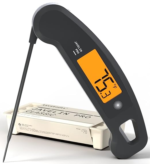 Lavatools Javelin® PRO Classic Ultra-Fast 2-Second Professional Digital Instant Read Meat Thermometer for Grill and Cooking, Auto-Rotating Backlit Display, IP65 Water Resistant – Ink by Lavatools