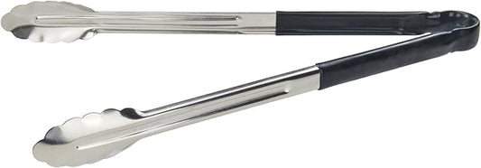 Winco 16" Stainless Steel Serving Tongs with Plastic Handle, Black by Winco