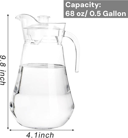 SOUJOY 2 Pack Plastic Pitcher, 68Oz Clear Iced Water Jug with Lid and Handle, Heat Resistant BPA-Free Tea Pitcher for Lemonade, Juice, Milk, Cold or Hot Beverage - Image 2
