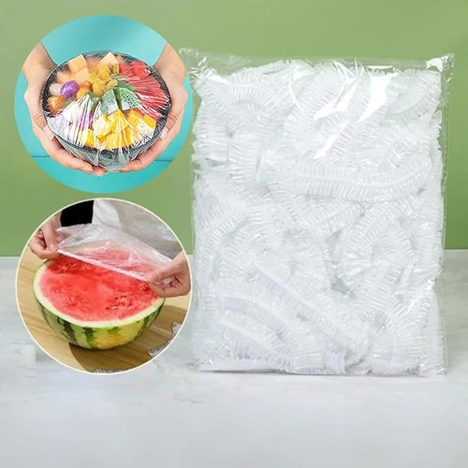300PCS Elastic Food Covers Fresh Keeping Bags Disposable Stretchable Bowl Covers Universal Kitchen Wrap Seal Bags for Food Storage Bread Proofing and Outdoor Picnics, Adjustable Household Plastic Wrap - Image 4