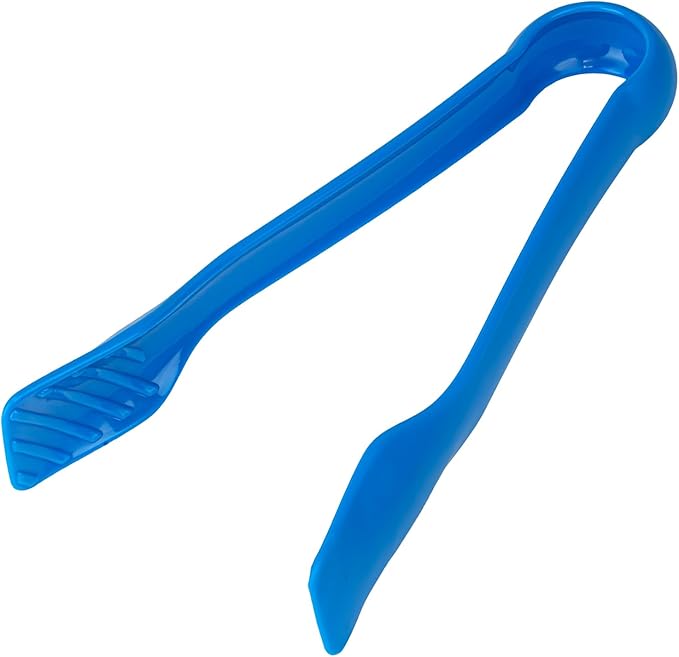 DecorRack 3 Pcs 6” x 8” x 10” Multi Colored Plastic Tong Set, 3 Pack Durable BPA-Free Quality Heavy Duty Designed for BBQ, Grilling, Salad, Buffets and Kitchen (Blue)