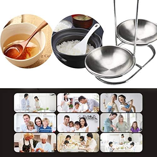 304 Stainless Steel Double Ladles Holder Vertical Spoon Rest Cooking Utensils Stand with 4 inch bowls