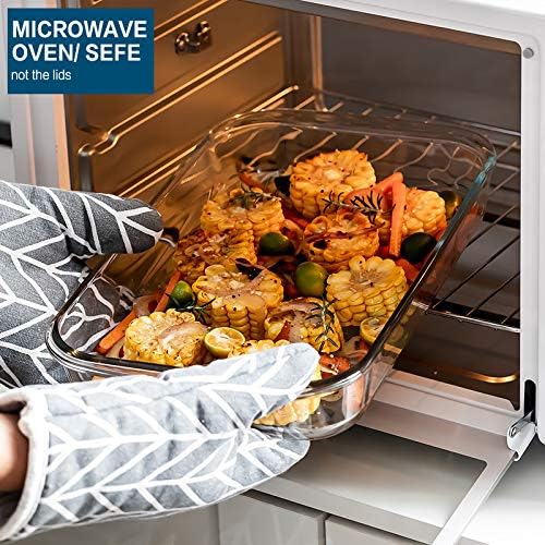 8-Piece Deep Glass Baking Dish Set with Plastic lids,Rectangular Glass Bakeware Set with Lids, Baking Pans for Lasagna, Leftovers, Cooking, Kitchen, Freezer-to-Oven and Dishwasher, Green - Image 5