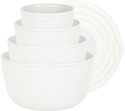 BoxedHome Mixing Bowls with Lids Set, 4 Packs BPA-Free Plastic Prep Bowls for Kitchen, Dishwasher & Microwave Safe, Large Capacity, Beige - Image 9