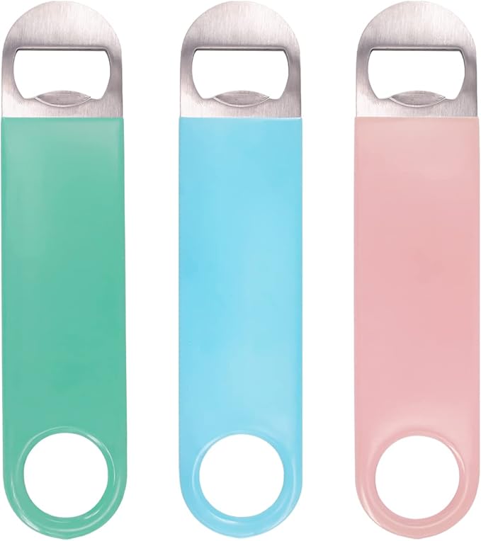 KTOJOY 3 Pack Heavy Duty Stainless Steel Flat Bottle Opener, Solid and Beer Openers, 7 inches by KTOJOY