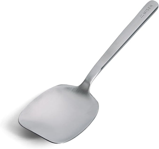 Misen Scraper Chef Spoon – Stainless Steel Cooking Spoon and Spatula Hybrid for Flipping Burgers Tossing Vegetables Scraping Pots Serving Casseroles and Everyday Kitchen Prep