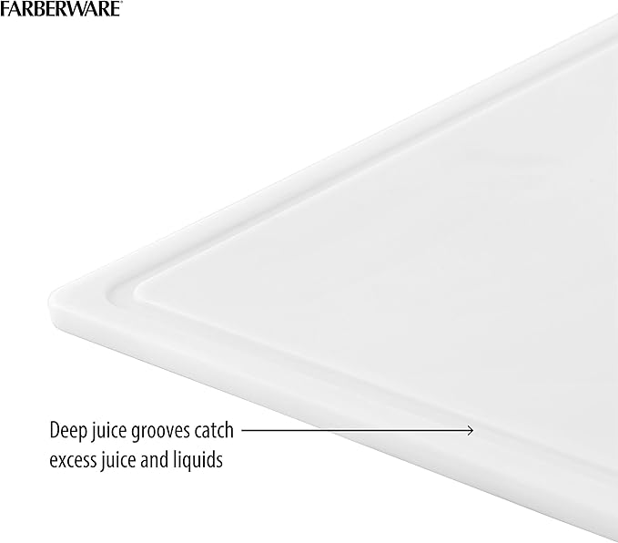 FARBERWARE Extra-Large Plastic Cutting Board, 15x20 Inch Dishwasher-Safe Chopping Board with Juice Groove, Non-Slip Surface, Durable, White - Image 5