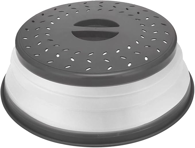 Microwave Splatter Cover Collapsible Microwave Cover for Food, Easy Grip Fruit Drainer BPA-Free Dishwasher Safe 10.5 inch,Grey by Unknown