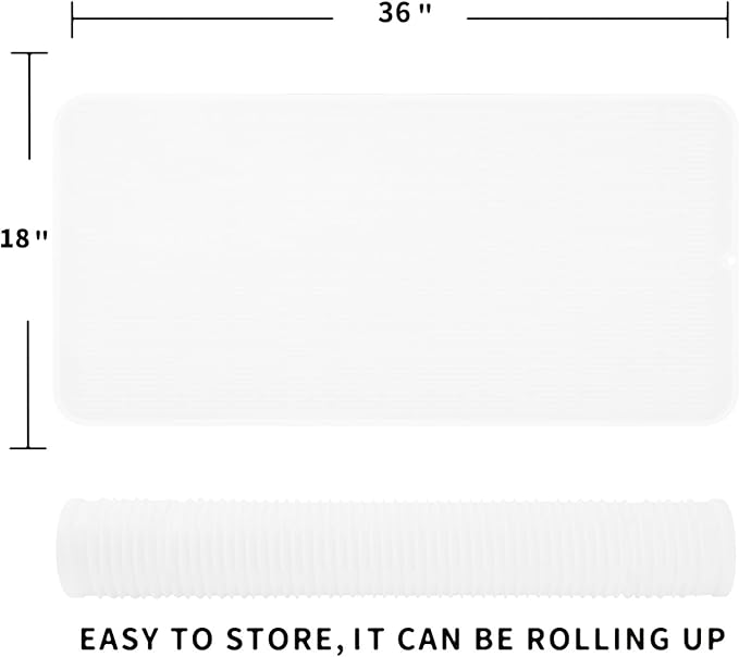 MicoYang Silicone Dish Drying Mat for Multiple Usage,Easy clean,Eco-friendly,Heat-resistant Silicone Mat for Kitchen Counter or Sink,Refrigerator or Drawer Liner Translucent 5XL 36inches x 18inches - Image 2