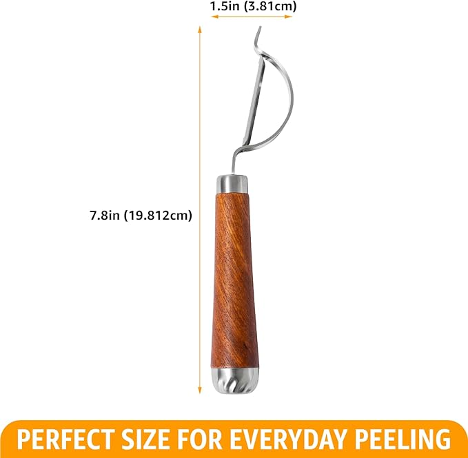 Potato Peeler Wooden Handle, Curved Multifunctional Vegetable Peeler, Rosewood & Stainless Steel, Fruit & Veggie Peeler, Peeler Knife Blade, Eye Remover