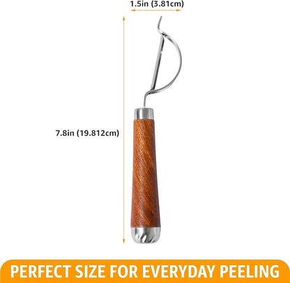 Potato Peeler Wooden Handle, Curved Multifunctional Vegetable Peeler, Rosewood & Stainless Steel, Fruit & Veggie Peeler, Peeler Knife Blade, Eye Remover