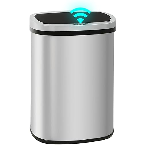 PayLessHere | 13 Gallon Stainless Steel Trash Can | Steel | Automatic Touchless Lid with Motion Sensor | Kitchen Garbage Can with Waterproof Design | for Home, Office, Bathroom | Pack of 1 by PayLessHere