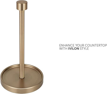 Ivilon Countertop Paper Towel Holder - Modern End Cap Minimalist Design - Color Warm Gold - Image 2