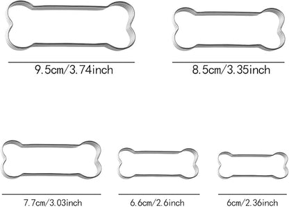 Dog Bone Cookie Cutters Biscuit for Kids DIY Lunchbox Bento Box Fruit Vegetable Sandwich Cutters for Children Boys Girls, Pack of 5