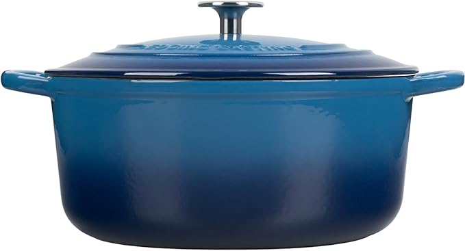 EDGING CASTING Enameled Cast Iron Dutch Oven Pot With Lid for Cooking, Bread Baking, Bread Oven, 5.5 Quart, Lake Blue - Image 7