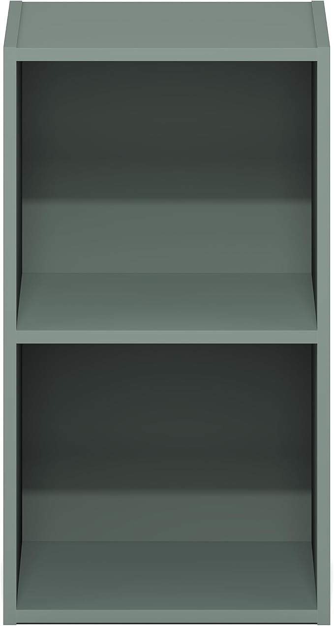 Furinno PASIR Book Shelf, 2-Tier Modern Bookshelf, Open Shelves Bookcase 9 x 12 x 21, Easy Assembly, for Living Room, Bedroom, Home Office, Sage Green - Image 6