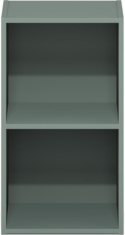 Furinno PASIR Book Shelf, 2-Tier Modern Bookshelf, Open Shelves Bookcase 9 x 12 x 21, Easy Assembly, for Living Room, Bedroom, Home Office, Sage Green - Image 6