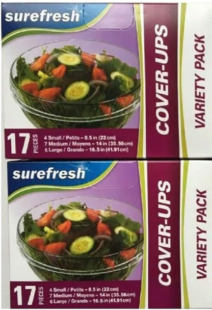 Reusable Stretch to Fit Food Covers, Variety Pack Cover-ups for Bowls Plates Cans Cups (2 pack)