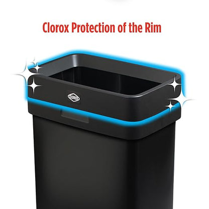 Clorox 13 Gallon Trash Can - 50L Slim Open Top Garbage Bin for Commercial Spaces, Kitchen, Office - Narrow Rectangular Black Stainless Steel Body with Hinged Rim Protection - Image 5