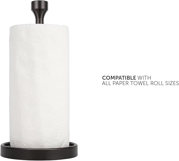 Ivilon Countertop Paper Towel Holder - Modern Bell End Minimalist Design - Color Oil Rubbed Bronze - Image 3