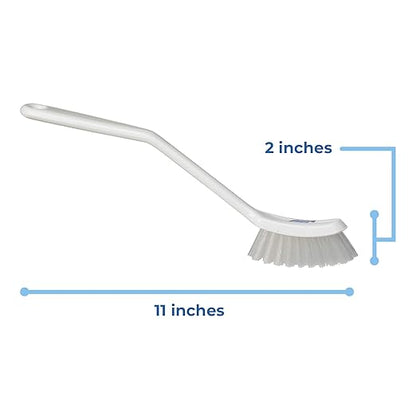 Vikan - Fine Dish Brush - Heavy-Duty, Narrow, Slip-Resistant Cleaning Brush, Polypropylene, Polyester Bristle, 11 Inch, White, (42875) (Pack of 2) - Image 4