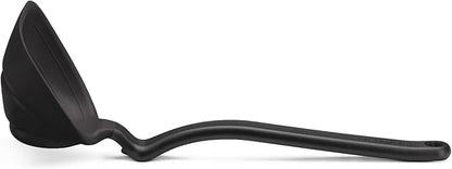Dreamfarm Fladle Fold-Flat, Space-Saving Serving & Cooking Ladle Measures up to 1/2 Cup with Silicone Scraping Squeegee-Tip - 12" Black