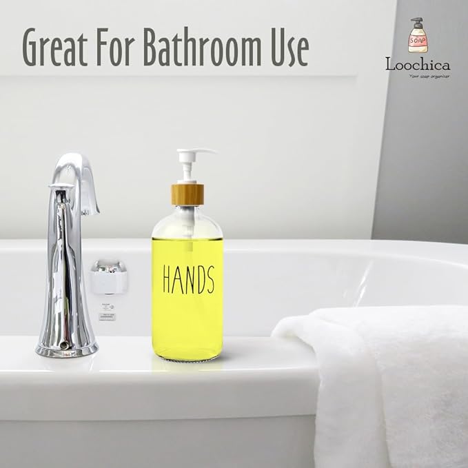 LOOCHICA Clear Glass Soap Bottle - Hands Free Dispenser for Kitchen or Bathroom - Image 8