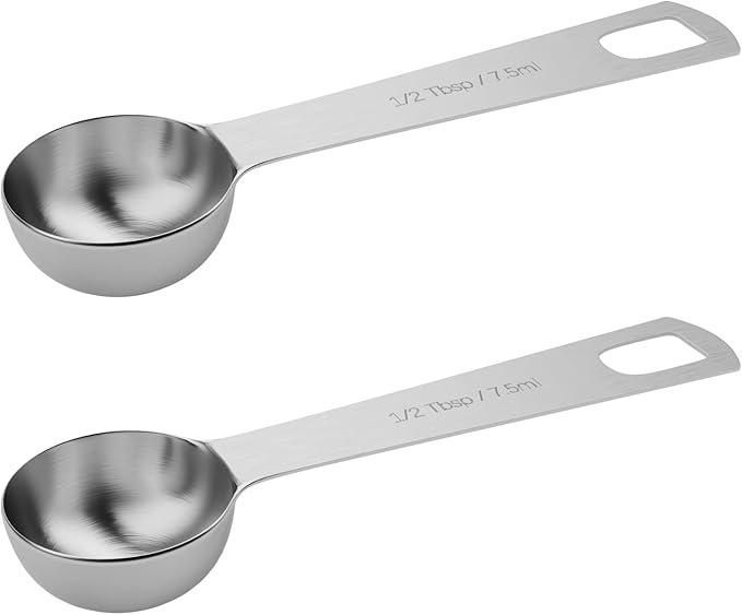 2PCS 1/2tbsp (1.5tsp, 7.5ml, 1/4oz) Single Measuring Spoon, Stainless Steel Individual Teaspoons Only by BERYLER