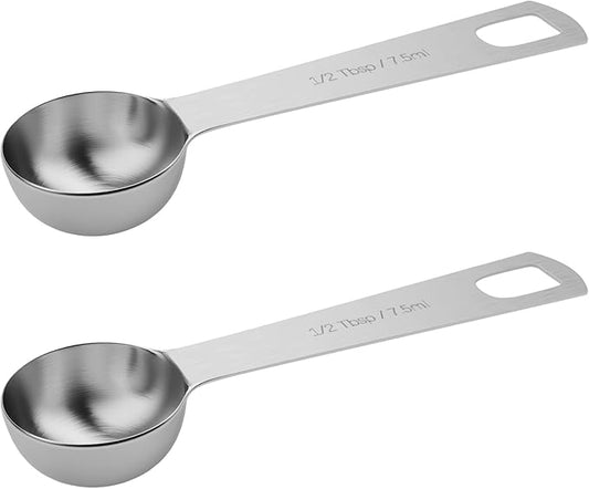 2PCS 1/2tbsp (1.5tsp, 7.5ml, 1/4oz) Single Measuring Spoon, Stainless Steel Individual Teaspoons Only by BERYLER
