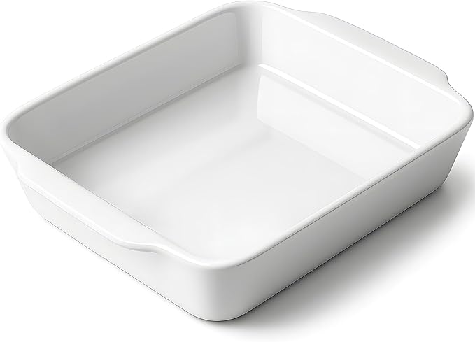 HOMBENE 3 QT Wide Ceramic Baking Dish, White Casserole Dish with, Lasagna Pan for Oven, Ceramic Baking Pan, Kitchen Decor, Microwave Oven Safe, Dinner, Wedding (9.4" x 11.8") by HOMBENE