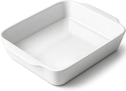 HOMBENE 3 QT Wide Ceramic Baking Dish, White Casserole Dish with, Lasagna Pan for Oven, Ceramic Baking Pan, Kitchen Decor, Microwave Oven Safe, Dinner, Wedding (9.4" x 11.8") by HOMBENE