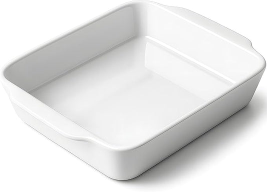 HOMBENE 3 QT Wide Ceramic Baking Dish, White Casserole Dish with, Lasagna Pan for Oven, Ceramic Baking Pan, Kitchen Decor, Microwave Oven Safe, Dinner, Wedding (9.4" x 11.8") by HOMBENE