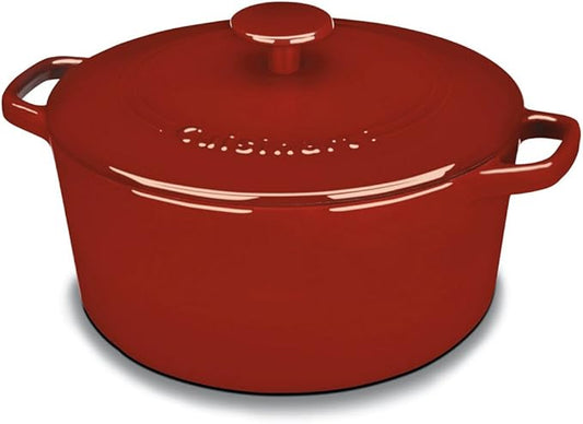Cuisinart Chef's Classic Enameled Cast Iron Round Covered Casserole (Cardinal Red, 5- Quart) by Cuisinart