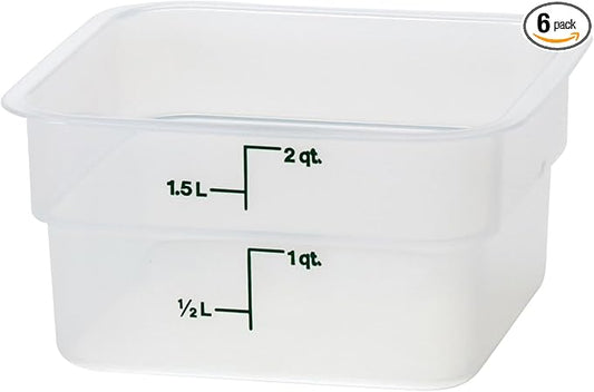 Cambro Food Storage Container - Classic Series Square - 2 QT (Quart) - Commercial Grade for Food Prep (Translucent) by CambroManufacturing