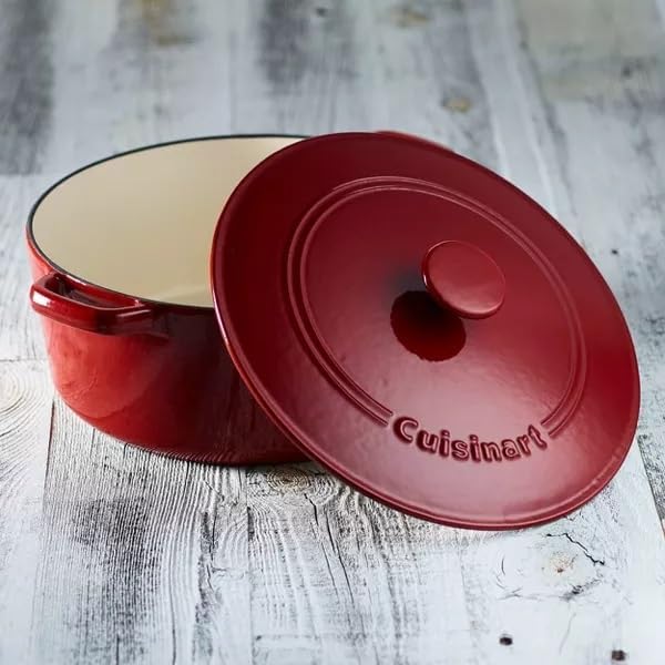 Cuisinart Chef's Classic Enameled Cast Iron Round Covered Casserole (Venice Red, 7- Quart) - Image 2