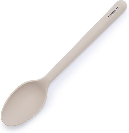 GreenPan Silicone Ultimate Spoon, Mixing Stirring Serving Cooking Kitchen Utensil, Flexible Rubber Nonstick Cookware, Rigid Steel Core, Heat-Resistant, Anti-Slip Handle BPA-Free Dishwasher Safe, Taupe by GreenPan