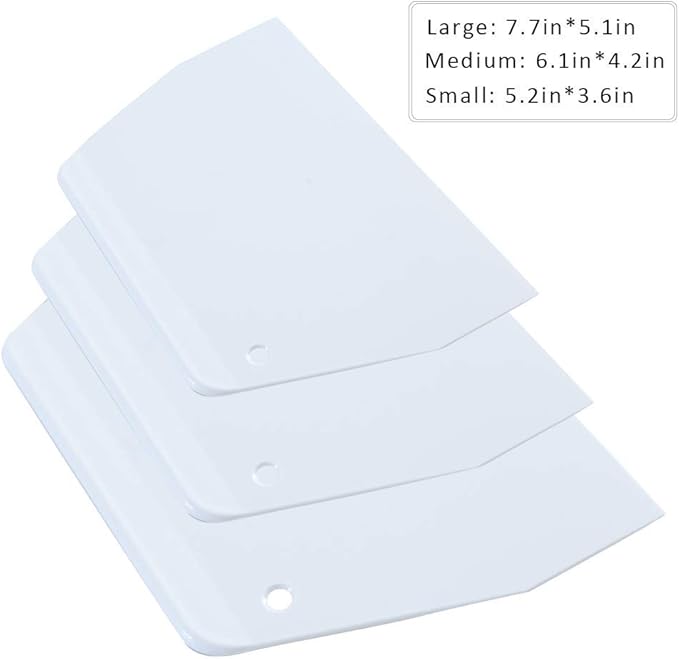 Luckycivia 3-Piece Trapezoidal Plastic Scraper - Multi-Function Kitchen Tool for Pizza Dough, Pastry, Cake (White) - Image 2