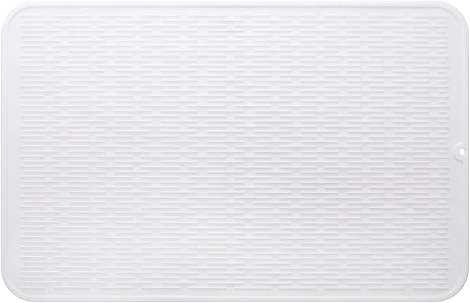 MicoYang Silicone Dish Drying Mat for Multiple Usage,Easy clean,Eco-friendly,Heat-resistant Silicone Mat for Kitchen Counter or Sink,Refrigerator or Drawer Liner White 3XL 28 inches x 18 inches by MicoYang
