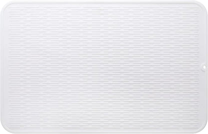MicoYang Silicone Dish Drying Mat for Multiple Usage,Easy clean,Eco-friendly,Heat-resistant Silicone Mat for Kitchen Counter or Sink,Refrigerator or Drawer Liner White 3XL 28 inches x 18 inches by MicoYang