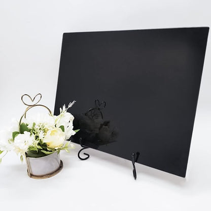 VASUHOME Glass Cutting Board, 16 * 12 inch Set of 1 Tempered Glass Cutting Board, Decorative Square Place Mat for Kitchen, Scratch, Heat, Shatter Resistant Cutting Mat, Silk Screen Black