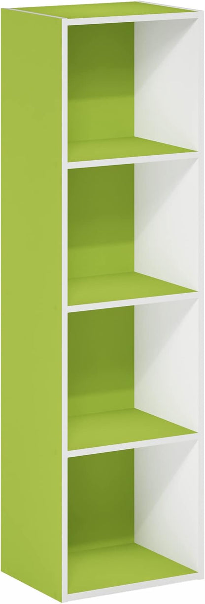 Furinno PASIR Book Shelf, 4-Tier Modern Bookshelf, Open Shelves Bookcase 9 x 12 x 42, Easy Assembly, for Living Room, Bedroom, Home Office, Green/White - Image 7