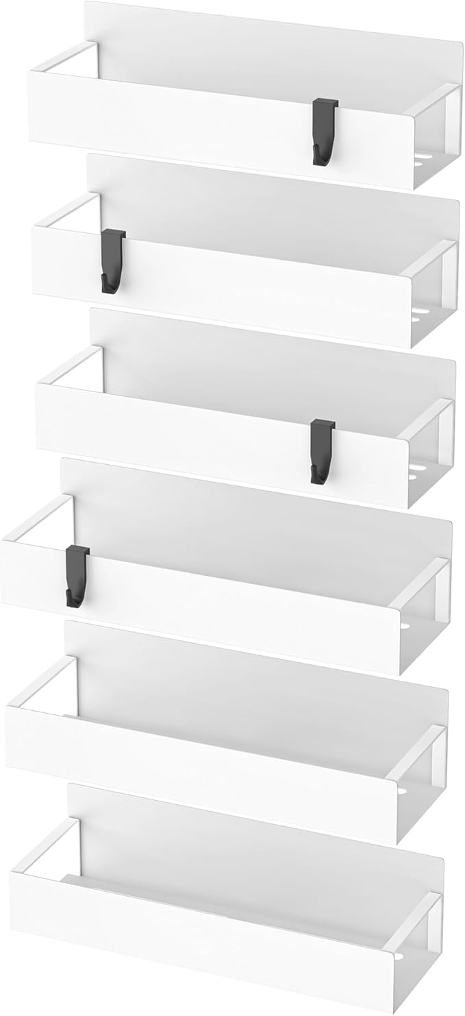 HuggieGems 6 Pack Magnetic Spice Storage Rack Organizer for Refrigerator and Oven, White Fridge Organizers and Storage - Image 6
