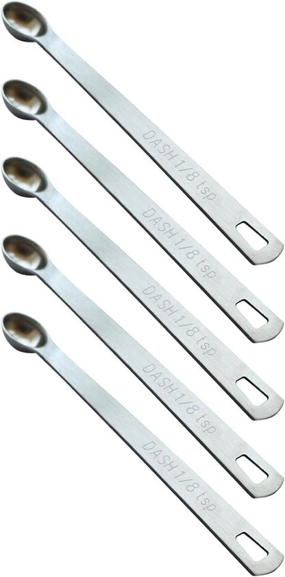 5PCS 1/8 Teaspoon(1/8tsp, 0.625 ml, Dash) Single Tiny Measuring Spoon, Small Individual Stainless Steel Measure Spoons Only by BERYLER