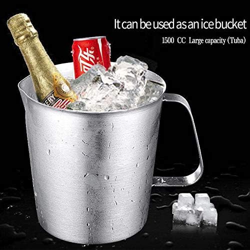 48Oz/6Cup Stainless Steel Pitcher (SUS304), 1.50 Liter Metal Container for Water, Milk, Liquid with Handle with Engraved Markings, Silver - Image 2