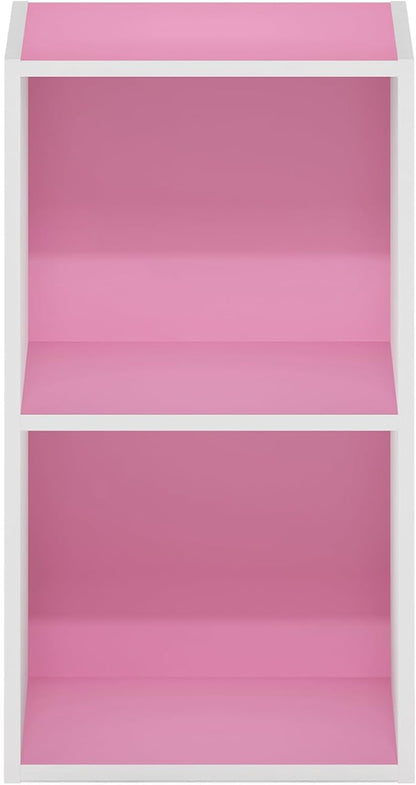 Furinno PASIR Book Shelf, 2-Tier Modern Bookshelf, Open Shelves Bookcase 9 x 12 x 21, Easy Assembly, for Living Room, Bedroom, Home Office, Pink/White - Image 7